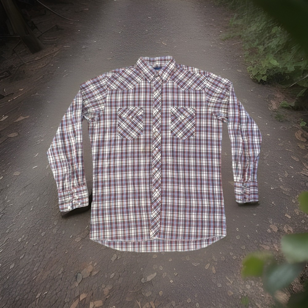 Wrangler Vintage Pearl Snap‎ Western Cowboy Shirt size Large (ESTIMATED SZ!!!)